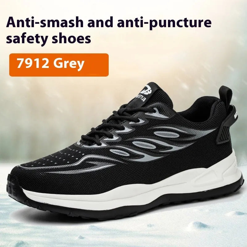 Orange leather anti-smash puncture safety shoes with rubber soles for workplace protection