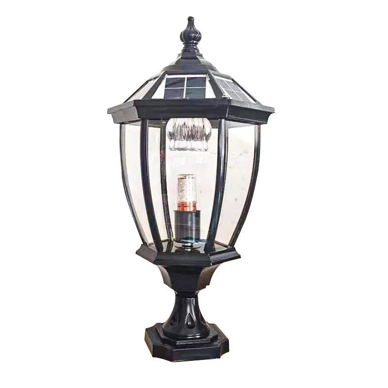 Solar pillar lamp outdoor IP65 6V 5W column light in black or bronze bend shape