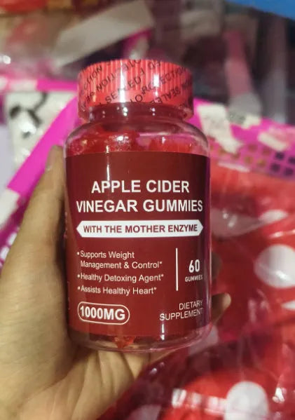 Bottle of 60 apple cider vinegar gummy supplements for adults