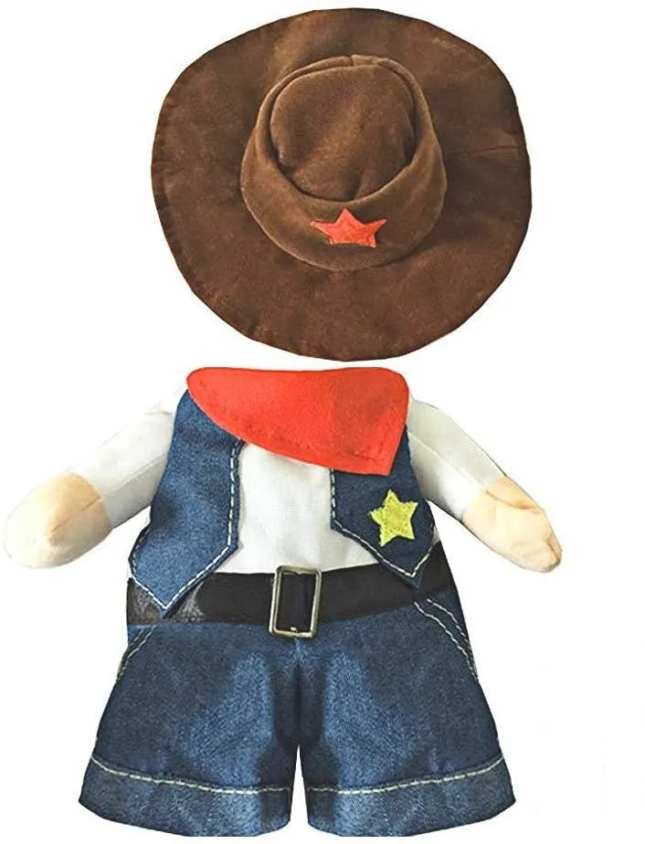 Pet denim cowboy costume with hat for cats and dogs dark blue cloth jacket set