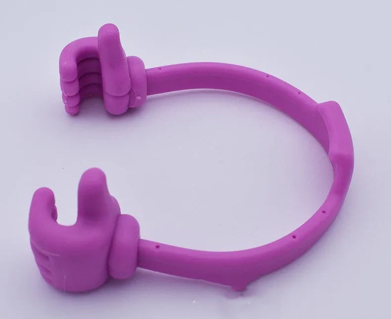 Polypropylene desktop stand for mobile phone and tablet, shown in one of nine boxed colours including black, blue and pink.