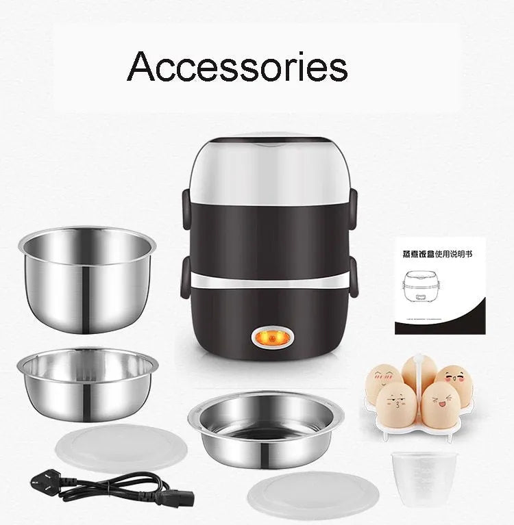 Multi-function electric lunch box with USB power port and two capacity options