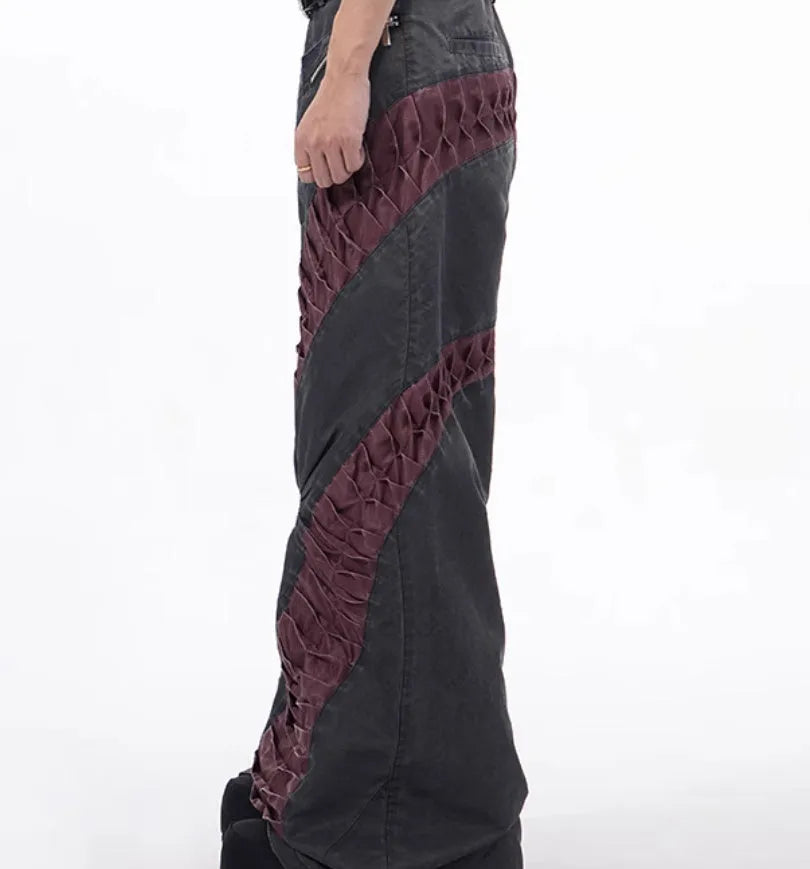 Grey straight leg casual rayon sports trousers laid flat.