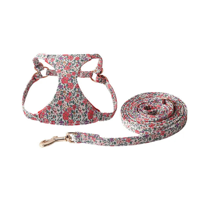 Cloth pet harness suit with leash for small dogs and cats in multiple colour options