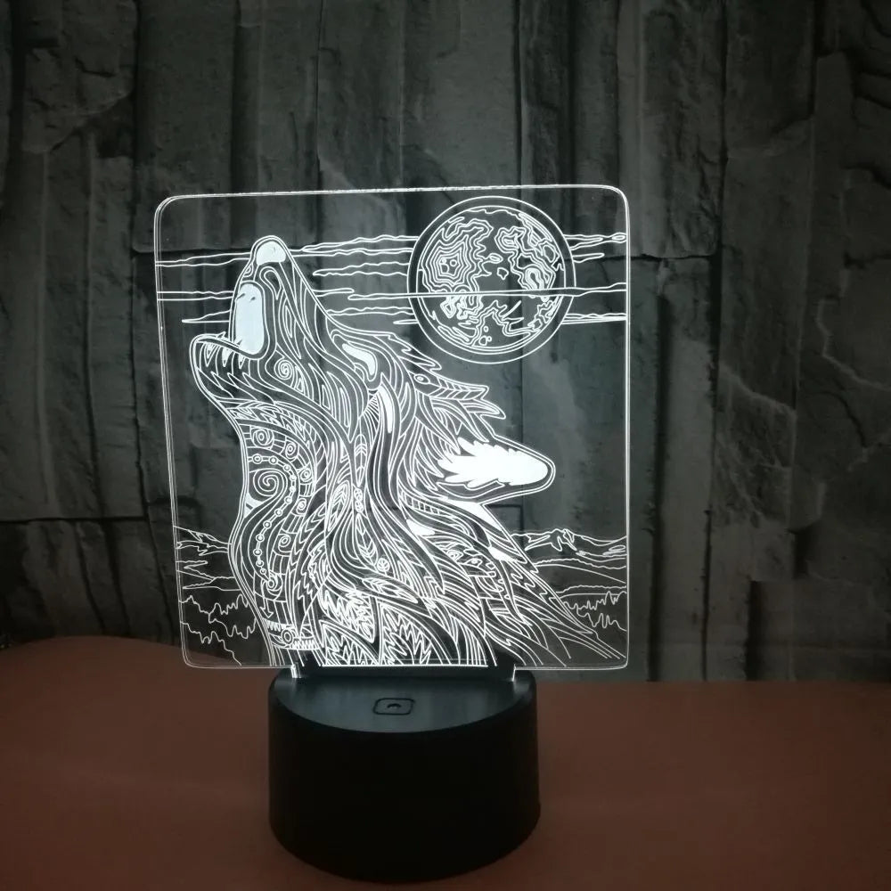 White based LED desk lamp with colour-changing acrylic light panel and remote control