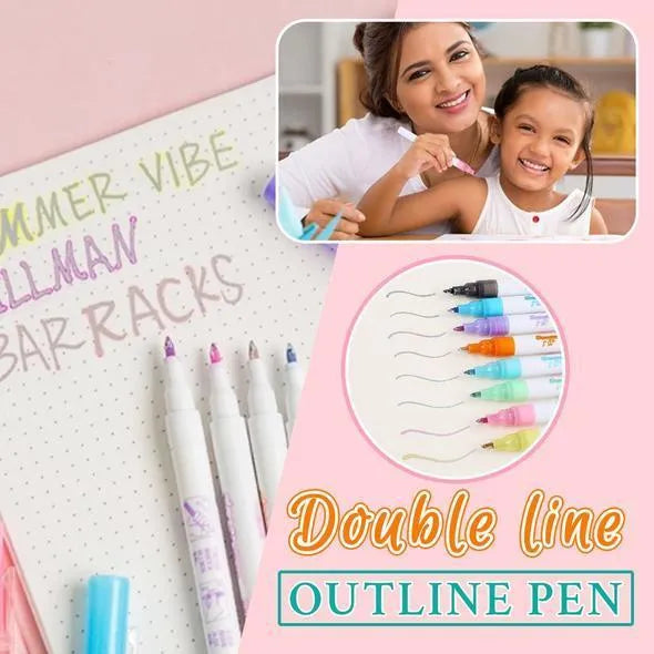 Set of colourful highlighter pens with plastic nibs and water-based ink, showing 1-2mm line width on paper