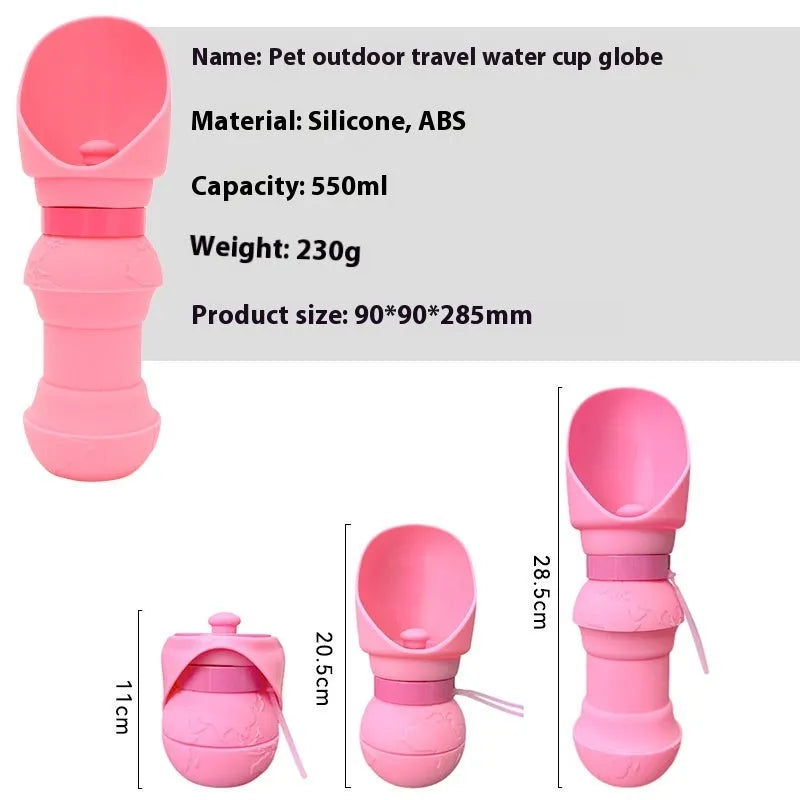 Collapsed and unfolded views of a silicone pet folding water cup in mint green, showing its portable design for dogs and cats.