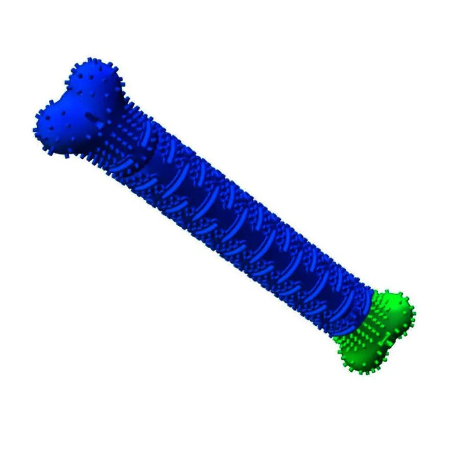 Blue silicone dog tooth brush for canine teeth cleaning, measuring 25 by 5 by 4 centimetres