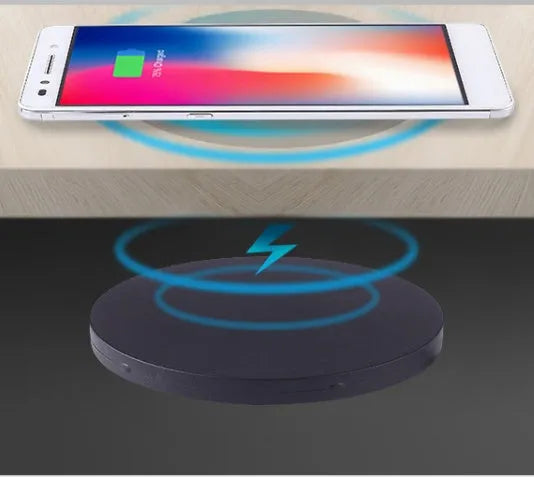60mm round hidden wireless phone charger for embedding in desks and furniture with 10W charging