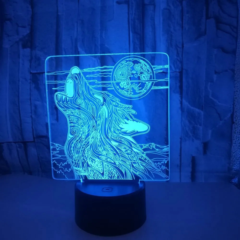 White based LED desk lamp with colour-changing acrylic light panel and remote control