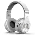 Wireless Bluetooth subwoofer headphones with 57mm driver in white, featuring PU earplugs and 1.2m cable