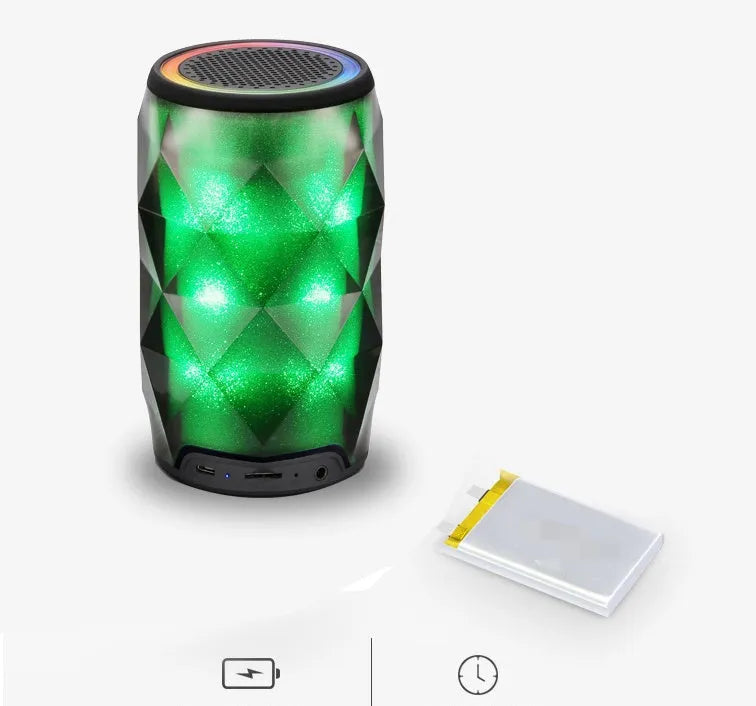 Black crystal diamond-cut Coke can shaped lantern speaker with colourful LED lighting effects