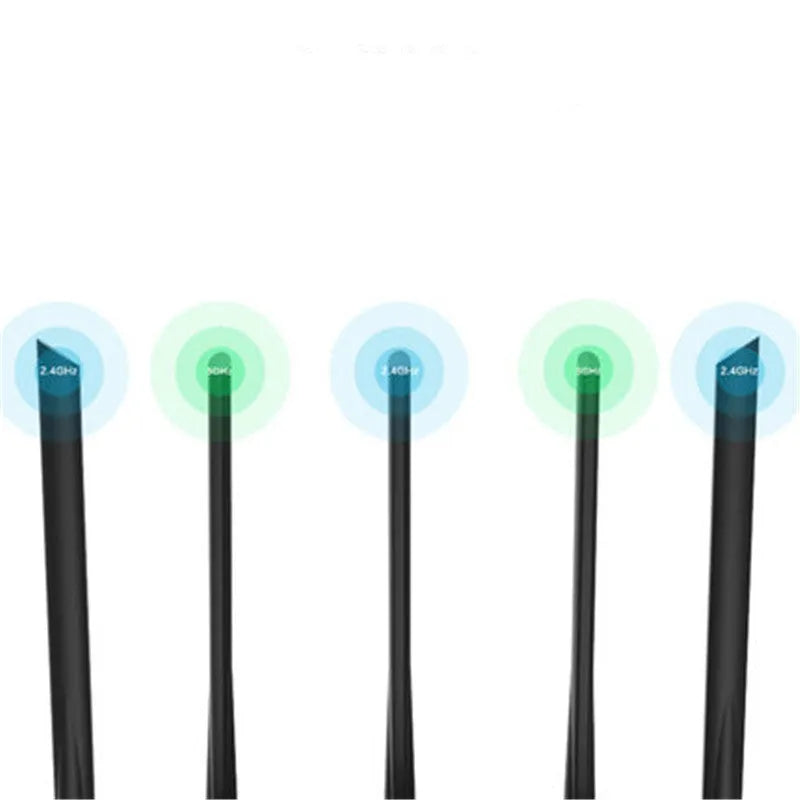 Dual-band AC7 wireless router, black, with four slots and 220 x 141.5 x 49mm body