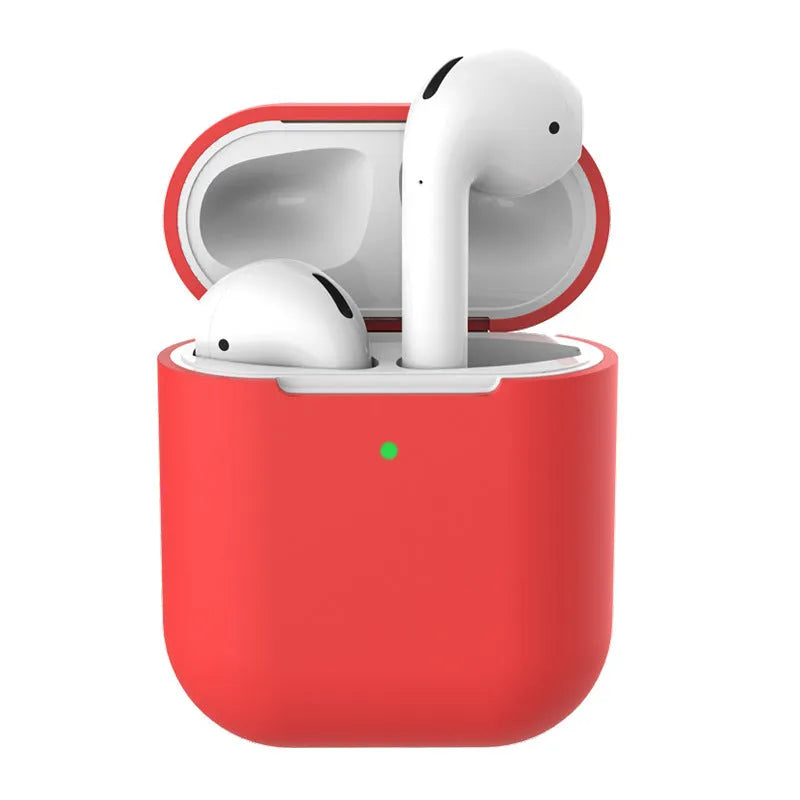 Silicone clamshell protective case for Apple AirPods 2 in multiple colour options.