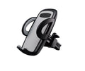 Black universal mobile phone holder clipped to car air conditioning outlet