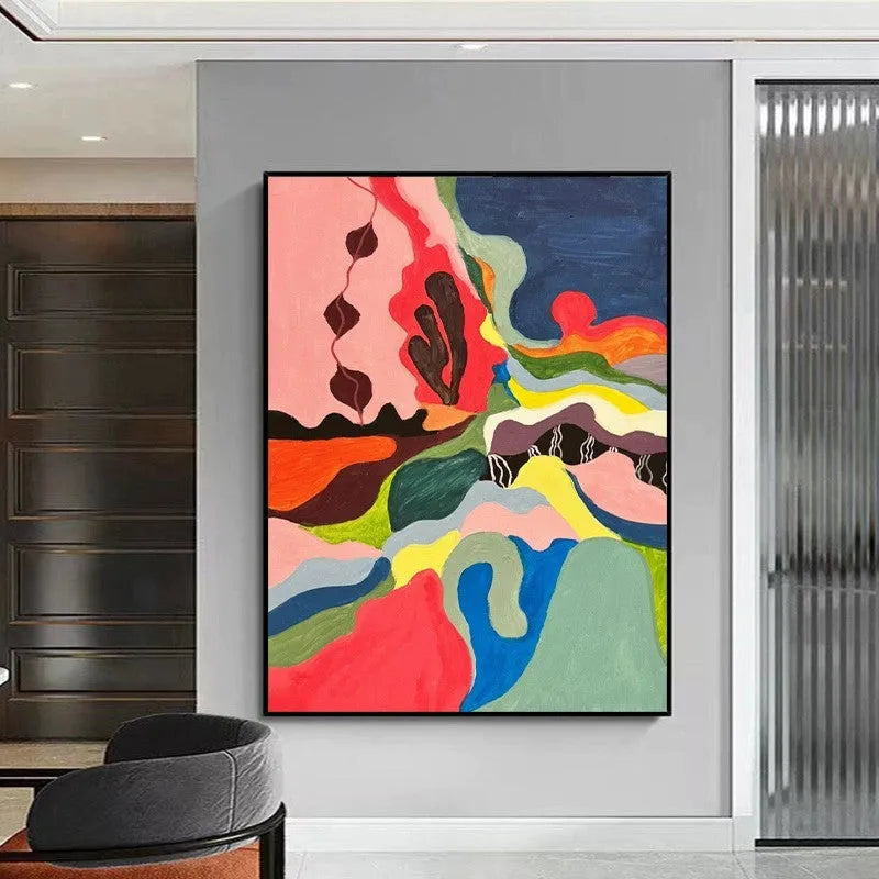 Handmade abstract oil painting on canvas, rolled and frameless, for living room or bedroom wall decor