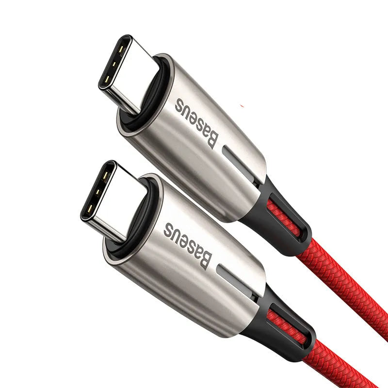 Purple and Red Dual Type-C USB-C to USB-C 1m cable with 60W fast charging