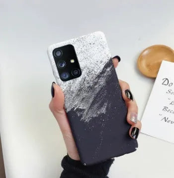 Frosted marble PC phone case for Samsung Galaxy, black white colour option