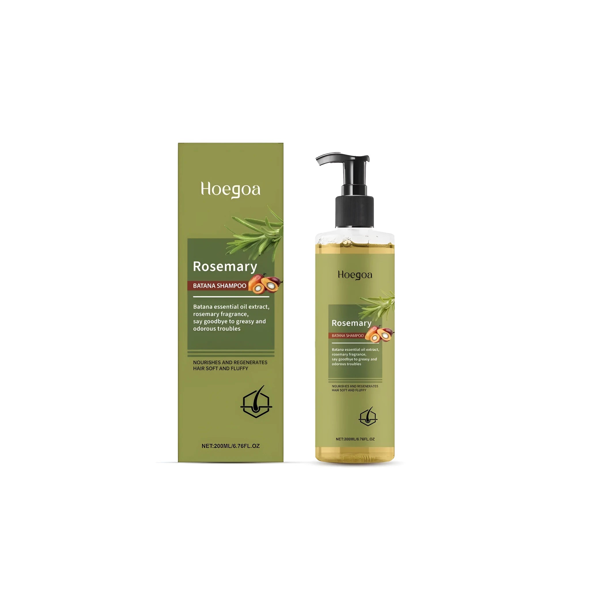 200 ml bottle of Rosemary Hair Growth Shampoo with botanical ingredients.