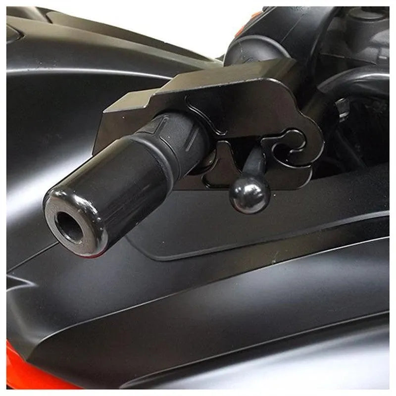 Black CNC aluminium motorcycle handlebar lock with stainless steel wire and two keys