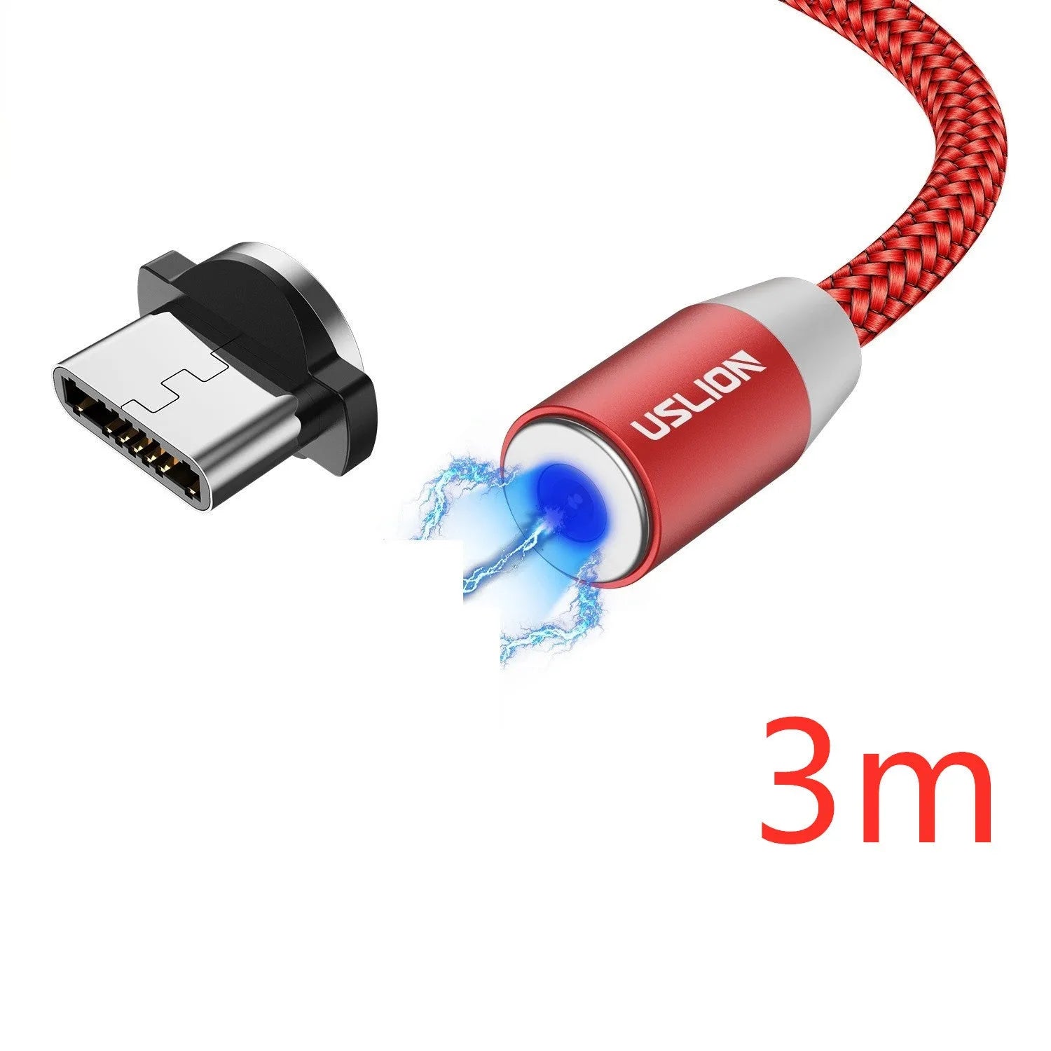 USLION circular magnetic charging cable with aluminium alloy housing and LED indicator