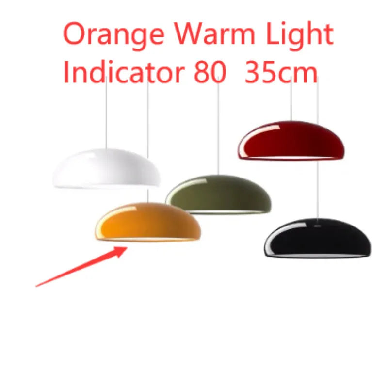 Danish iron restaurant pendant ceiling lamp with adjustable cord in orange, red, or white.
