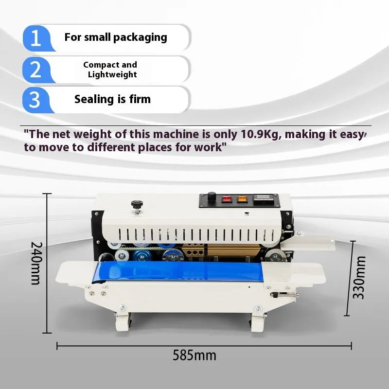 Compact L1 manual steel sealing machine for printing dates on plastic bags and pouches
