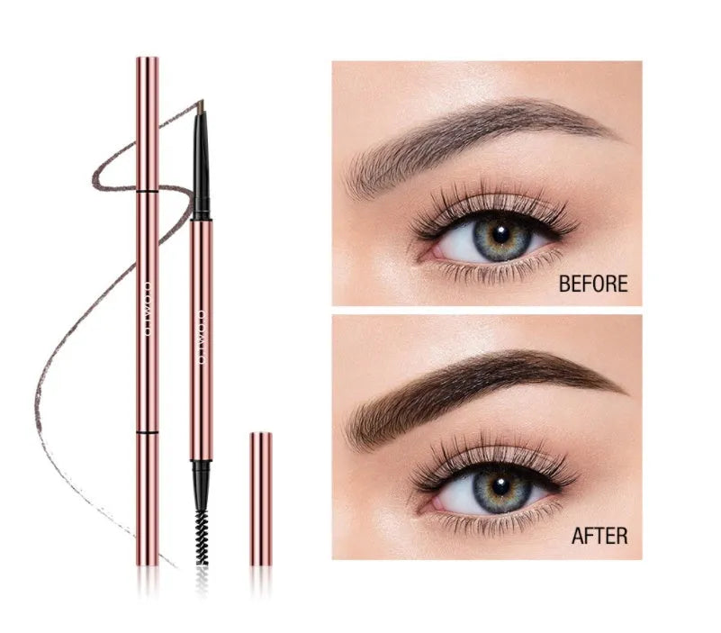 Eye brow make-up pencil in colour box with refillable sharpener and six shade options