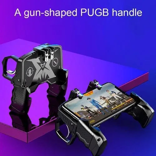 Black multi-function gamepad controller with integrated phone holder for smartphones