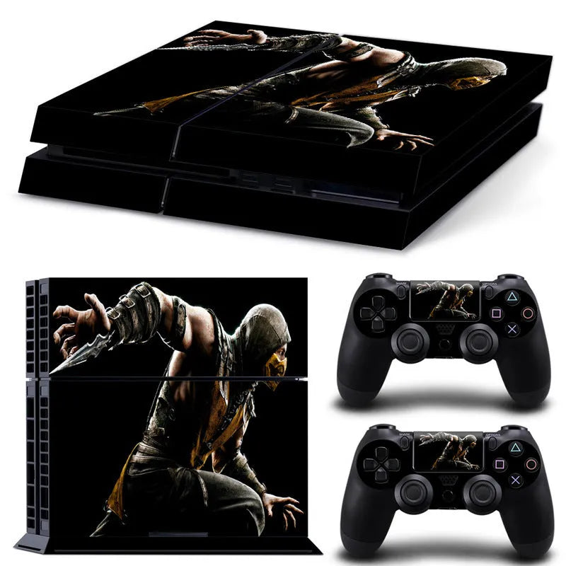 PS4 game console with a clear protective film applied, showing style options.