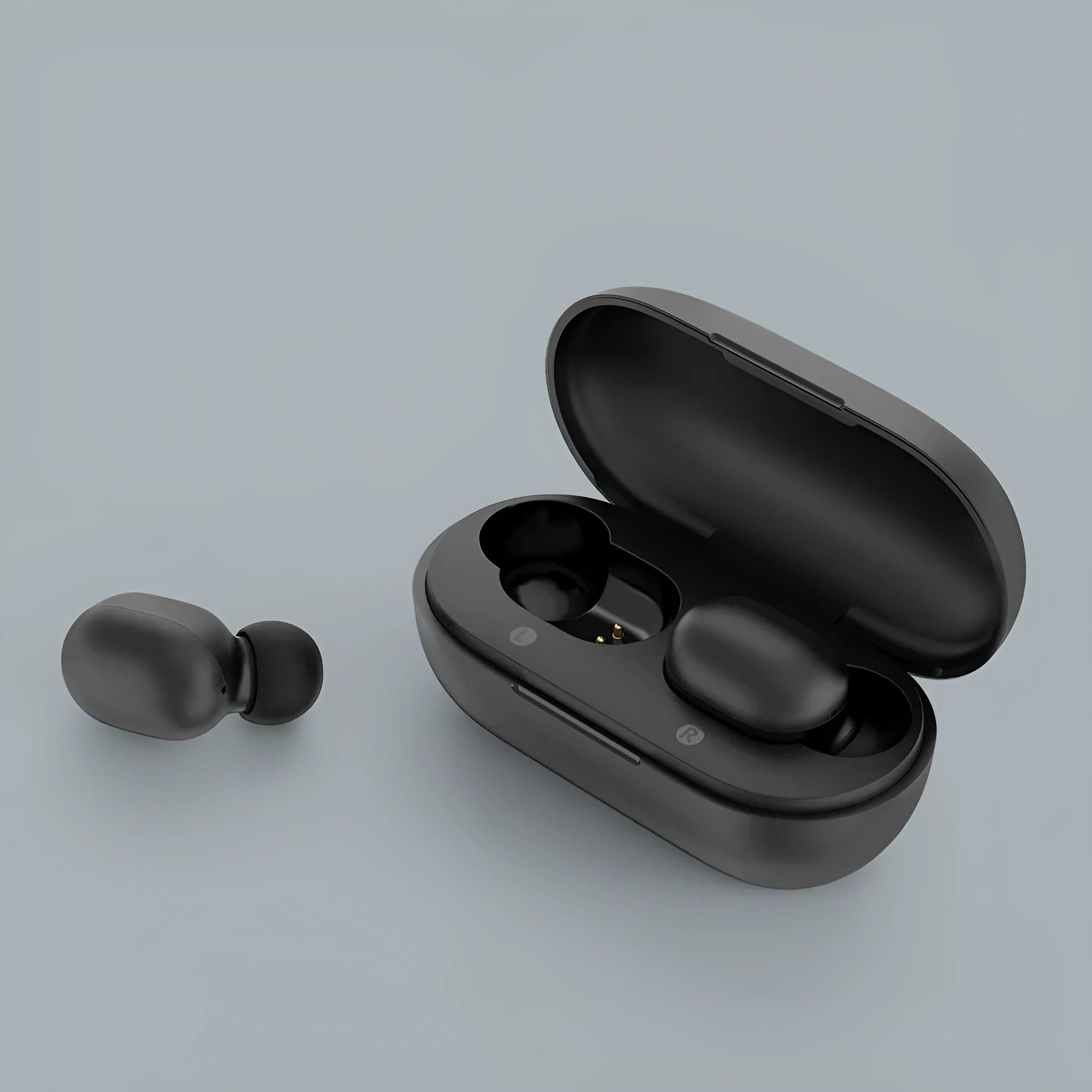 Black true wireless Bluetooth earbuds with stereo sound and call functionality