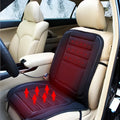 Black 12V car heating cushion with Hi/Lo control, elastic straps, 97x47x1cm, for car and RV seats