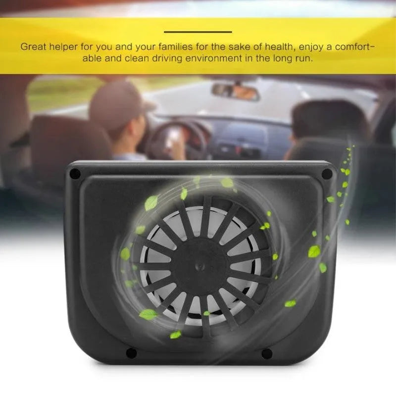 Solar powered car exhaust fan in ABS, approx. 14.5cm x 6cm x 11cm, for car windows except frameless windshield