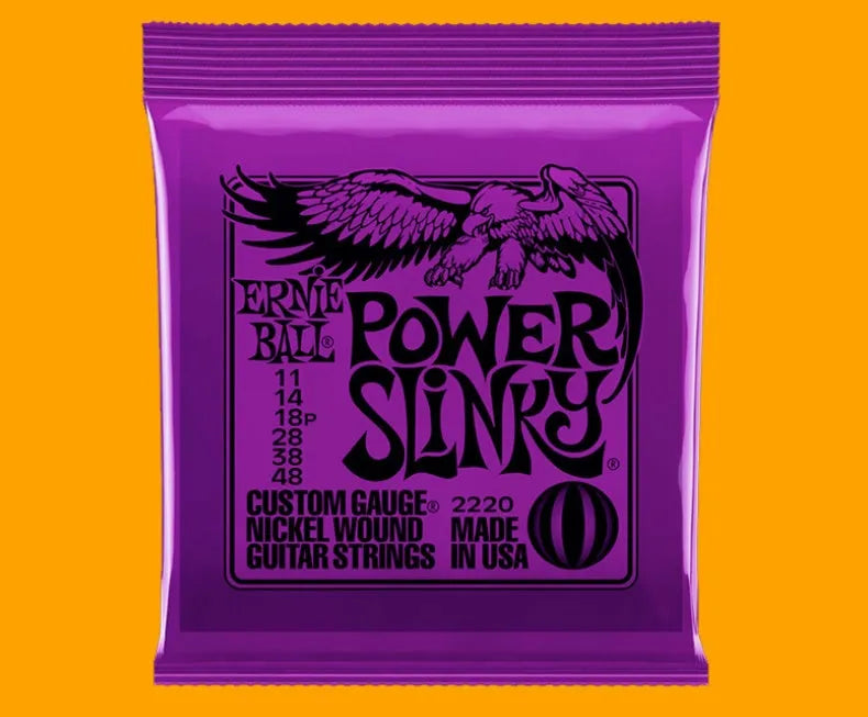 Set of nickel-plated alloy electric bass guitar strings for rock and metal music.