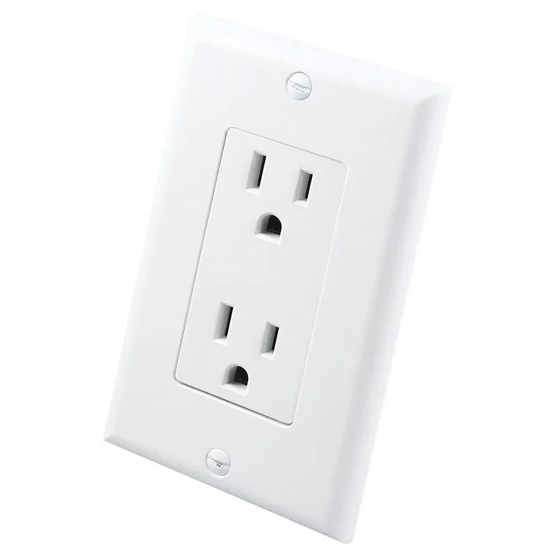White socket induction light plugged into a UK wall outlet, showing automatic LED night light functionality.