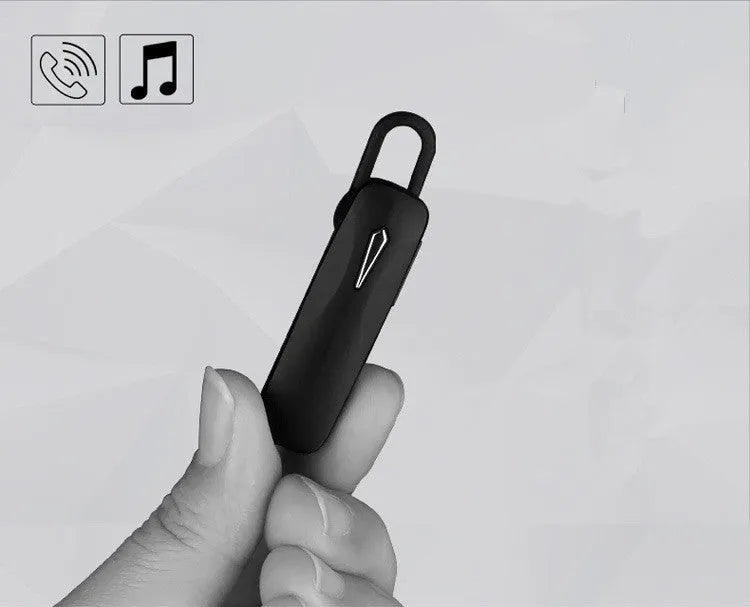 M163 black and white Bluetooth car headset for hands-free calling with voice broadcast feature