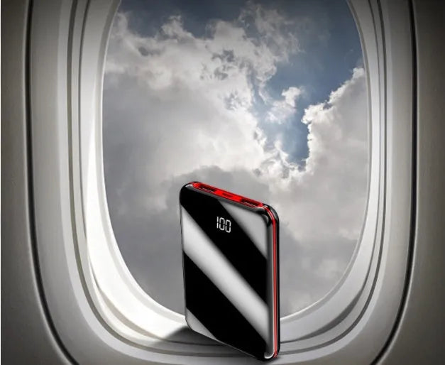 Mini LCD display power bank 10000mAh polymer cell black compact portable charger