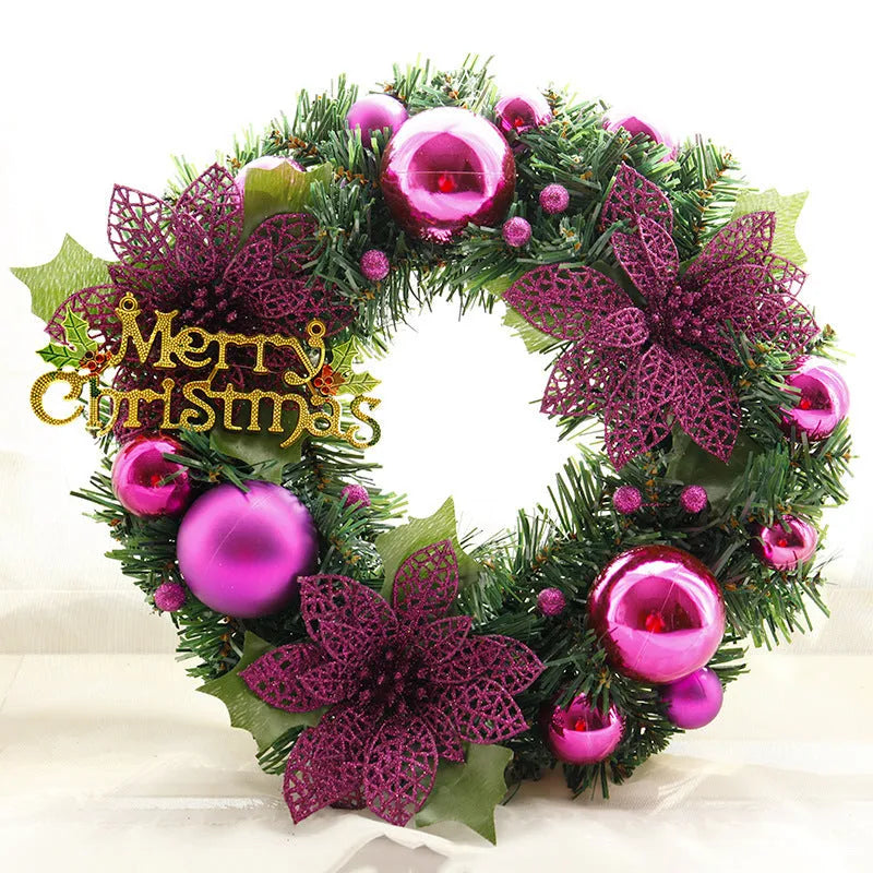 Multicolour plastic Christmas wreath with 30cm diameter for door and wall decoration