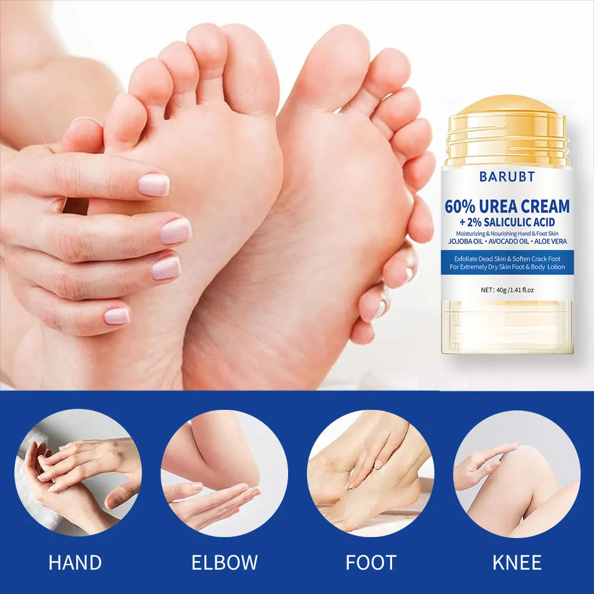 Peach hand and foot cream in 72g tube on plain background
