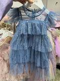 Girls' star sequin sleeveless party dress with cotton lining, available in multiple colours for heights 80-160cm