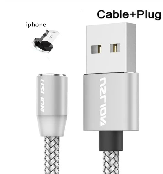 USLION circular magnetic charging cable with aluminium alloy housing and LED indicator