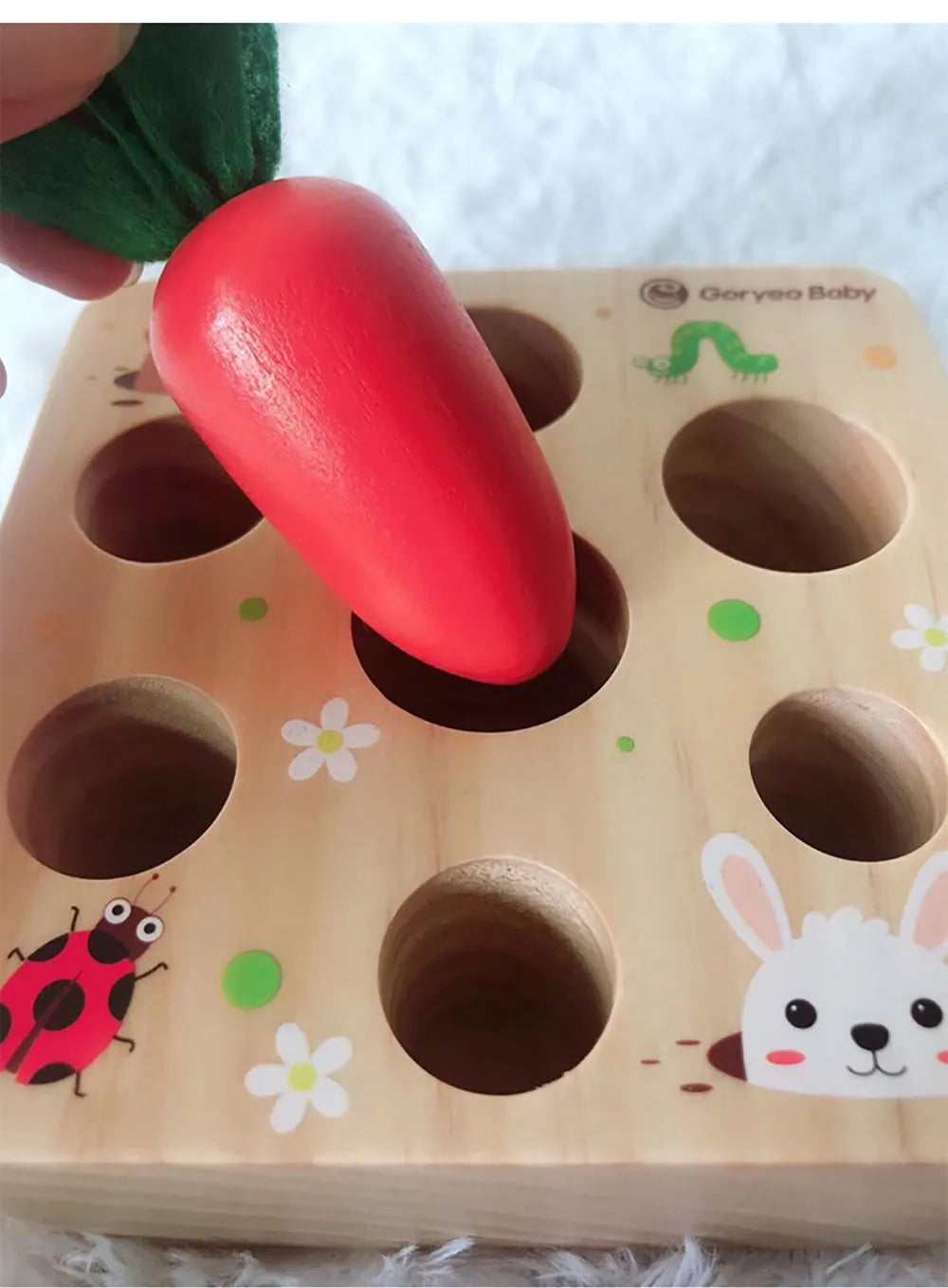 Harvest carrot themed wooden educational toys for 2-4 year olds made from pine wood with safe water paint