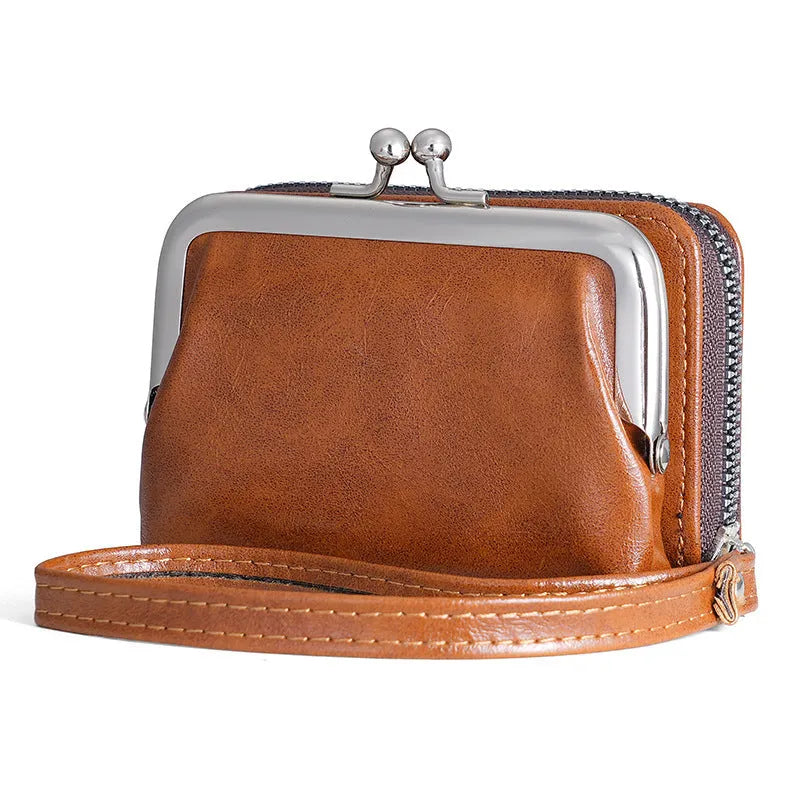 Ladies' 4-inch buckle coin purse with metal clip closure in various colours