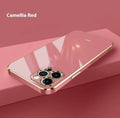 iPhone 15/16 case with 6D straight electroplated edge in mint green, showing back and side profile.