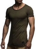 Men's solid colour modal short sleeved T-shirt in black, shown on male model, size M, front view