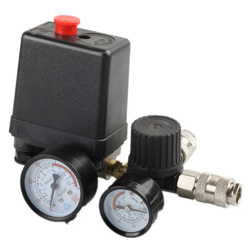 European style air compressor pressure regulating valve with adjustable 0.5-0.8MPa range and compact switch box