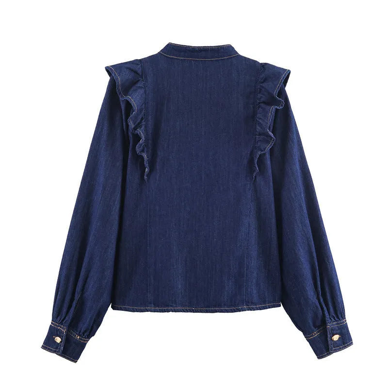 Women's solid colour shirt and trousers set with button detail, polyester blend, sizes XS to L
