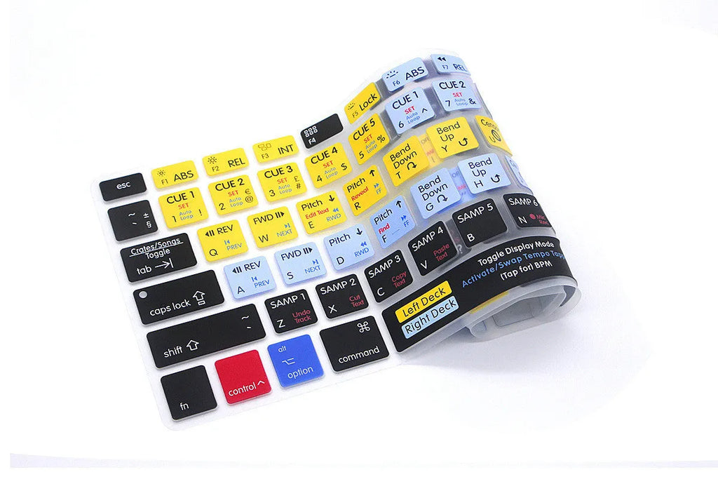 Silicone keyboard film for MacBook with printed shortcuts for music and video editing software