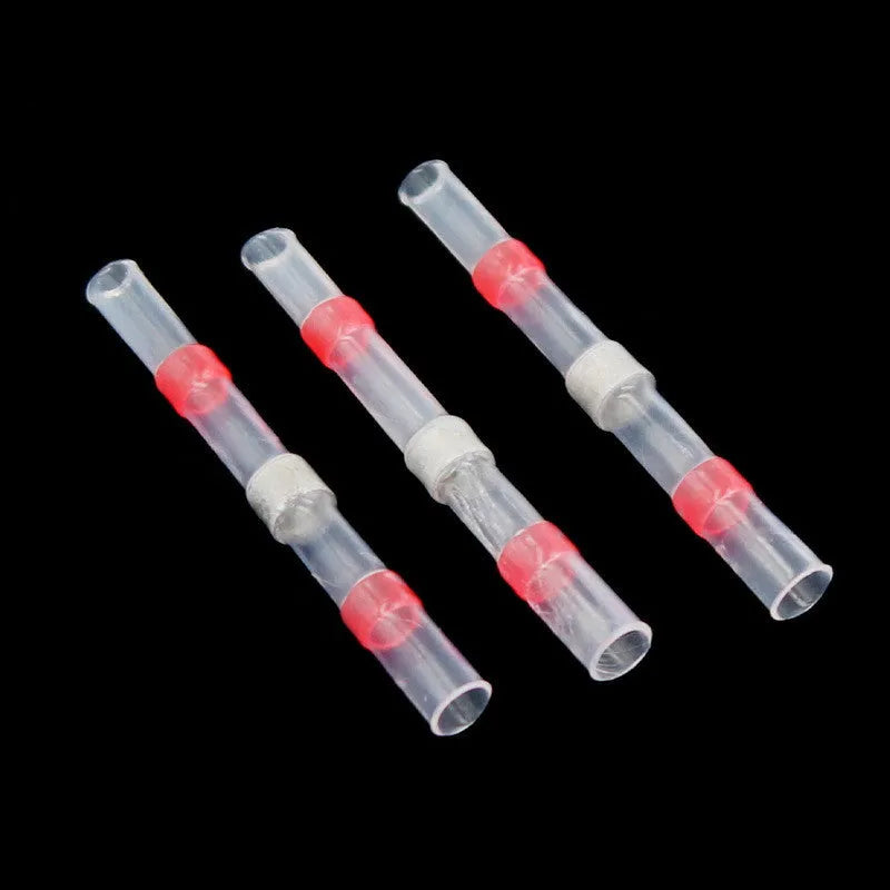 20 red transparent heat shrinkable solder ring butt joints for 0.5-1.5mm² copper wire