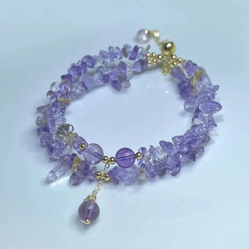Double row natural ametrine bracelet with D178 colour gravel stones, handmade women's jewellery